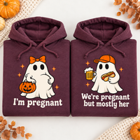 Funny Ghost Halloween Pregnancy Sweatshirt & Hoodie, Matching Couple Sweaters, Mom Dad Baby Announcement Outfit