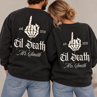 Custom Til Death Mr & Mrs Sweatshirt & Hoodie – Gothic Newlywed Set