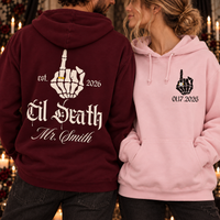 Custom Til Death Mr & Mrs Sweatshirt & Hoodie – Gothic Newlywed Set