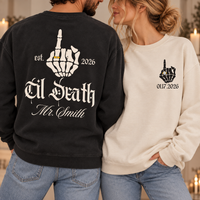 Custom Til Death Mr & Mrs Sweatshirt & Hoodie – Gothic Newlywed Set