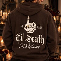 Custom Til Death Mr & Mrs Sweatshirt & Hoodie – Gothic Newlywed Set