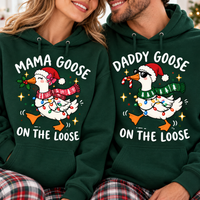 Matching Christmas Mama Goose Daddy Goose On The Loose Sweatshirts, Funny Goose Pregnancy Announcement Tee, Baby Reveal Sweatshirts & Hoodie, Couple Gift