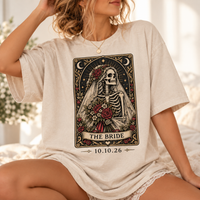 Bride & Groom Skeleton Tarot Card Shirts, Custom Date Tarot Card Wedding Tees, Gothic Wedding Couple Gift