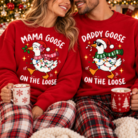 Matching Christmas Mama Goose Daddy Goose On The Loose Sweatshirts, Funny Goose Pregnancy Announcement Tee, Baby Reveal Sweatshirts & Hoodie, Couple Gift