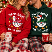 Matching Christmas Mama Goose Daddy Goose On The Loose Sweatshirts, Funny Goose Pregnancy Announcement Tee, Baby Reveal Sweatshirts & Hoodie, Couple Gift