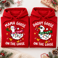 Matching Christmas Mama Goose Daddy Goose On The Loose Sweatshirts, Funny Goose Pregnancy Announcement Tee, Baby Reveal Sweatshirts & Hoodie, Couple Gift