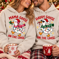 Matching Christmas Mama Goose Daddy Goose On The Loose Sweatshirts, Funny Goose Pregnancy Announcement Tee, Baby Reveal Sweatshirts & Hoodie, Couple Gift