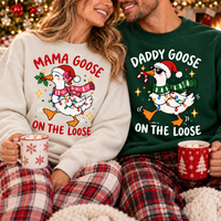 Matching Christmas Mama Goose Daddy Goose On The Loose Sweatshirts, Funny Goose Pregnancy Announcement Tee, Baby Reveal Sweatshirts & Hoodie, Couple Gift