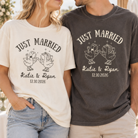 Just Married Silly Goose Shirts, Custom Newlywed Couple Tees, Personalized Names & Wedding Date Gift