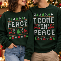 Matching Christmas Couple Sweatshirts, Come in Peace Ugly Christmas Sweaters, Funny Holiday Gift for Couples