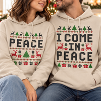 Matching Christmas Couple Sweatshirts, Come in Peace Ugly Christmas Sweaters, Funny Holiday Gift for Couples