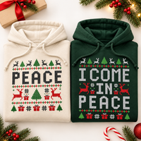 Matching Christmas Couple Sweatshirts, Come in Peace Ugly Christmas Sweaters, Funny Holiday Gift for Couples