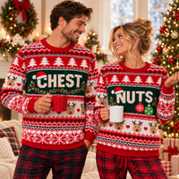 Chest Nuts Christmas Couple Ugly Sweater - Funny Matching His & Hers Holiday Sweatshirt