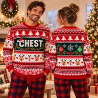Chest Nuts Christmas Couple Ugly Sweater - Funny Matching His & Hers Holiday Sweatshirt