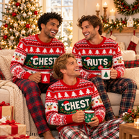 Chest Nuts Christmas Couple Ugly Sweater - Funny Matching His & Hers Holiday Sweatshirt