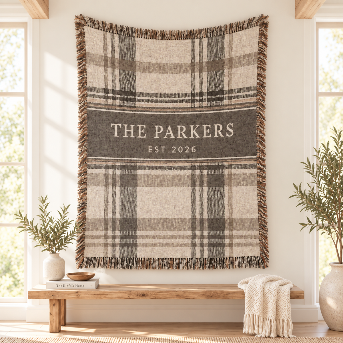 Personalized Family Woven Blanket, Wedding Anniversary Gift