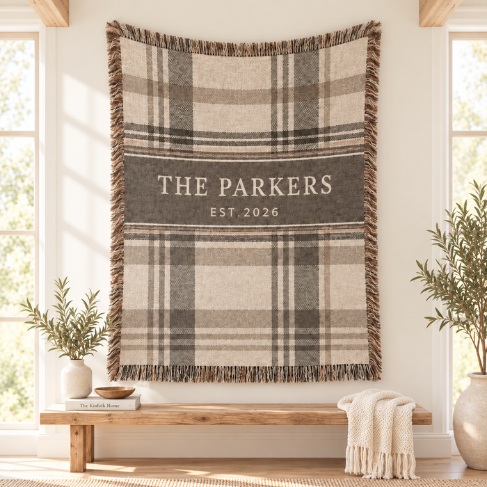Personalized Family Woven Blanket, Wedding Anniversary Gift