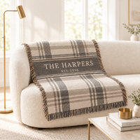 Personalized Family Woven Blanket, Wedding Anniversary Gift