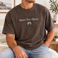 Pregnancy Announcement Comfort Colors Couple Shirts, Napping for Two & Beer for Three Matching Mom Dad Tees