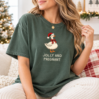 Jolly and Pregnant & Just Jolly Christmas Goose Couple Tees