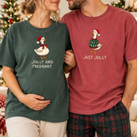Jolly and Pregnant & Just Jolly Christmas Goose Couple Tees