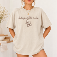 Christmas Pregnancy Announcement Comfort Colors T-Shirt, Baking a Little Cookie Maternity Tee, Holiday Baby Reveal Gift
