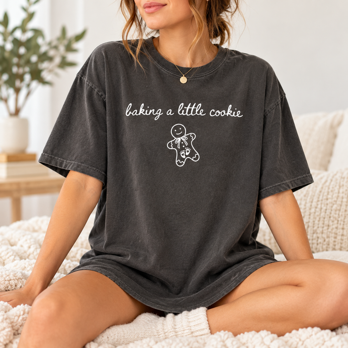 Baking a Little Cookie Christmas Pregnancy Announcement Shirt
