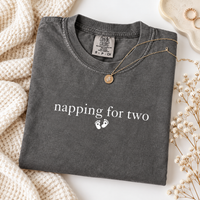 Napping For Two Pregnancy Announcement Comfort Colors Shirt, Mom to Be Tee, Baby Shower Gift
