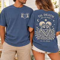 Personalized Til Death Skeleton Couple Shirt – Custom Initials & Date