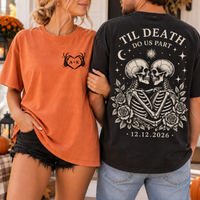 Personalized Til Death Skeleton Couple Shirt – Custom Initials & Date