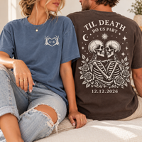 Personalized Til Death Skeleton Couple Shirt – Custom Initials & Date