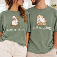 Napping for Two & Just Napping Silly Goose Pregnancy Couple Tees