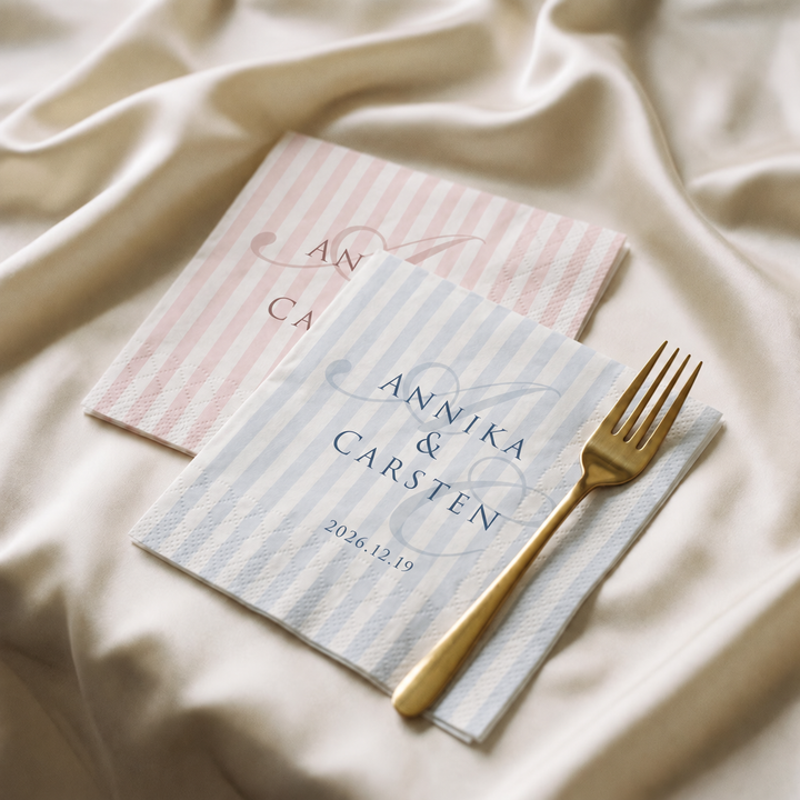 Personalized Wedding Cocktail Napkins, Custom Names & Date Beverage Napkins, Bridal Shower & Engagement Party Decor