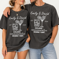 Personalized Cocktail Wedding Shirt, Custom Couple Names & Year Comfort Colors Tee, Wedding Toss & Newlywed Keepsake Gift