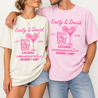 Personalized Cocktail Wedding Shirt, Custom Couple Names & Year Comfort Colors Tee, Wedding Toss & Newlywed Keepsake Gift