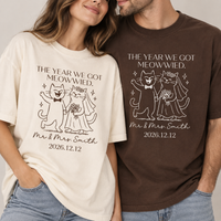 Personalized The Year We Got Meowied Shirt – Cat Wedding Couple Tee