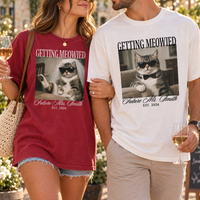 Matching Getting Meowied Future Mr & Mrs Shirts, Funny Cat Engagement Couple Tees, Bride and Groom Gift