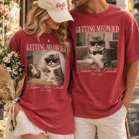 Matching Getting Meowied Future Mr & Mrs Shirts, Funny Cat Engagement Couple Tees, Bride and Groom Gift