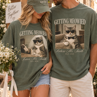 Matching Getting Meowied Future Mr & Mrs Shirts, Funny Cat Engagement Couple Tees, Bride and Groom Gift