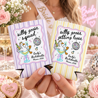 Personalized Silly Goose Bachelorette Can Cooler, Disco Bach Party Favor, Bridal Party Drink Sleeve Gift