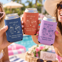 Personalized Silly Goose Wedding Can Cooler - Custom Couple Name & Date Party Favor