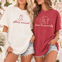 Getting Meowied Cat Bachelorette Shirts, Here to Purrty Bride & Crew Tees, Cat Lover Bridal Party Gift