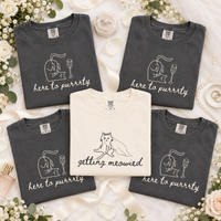 Getting Meowied Cat Bachelorette Shirts, Here to Purrty Bride & Crew Tees, Cat Lover Bridal Party Gift