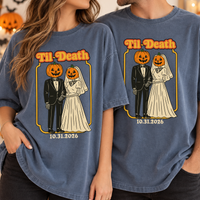 Til Death Halloween Wedding Shirt, Custom Bride & Groom Spooky Tee, Matching Newlywed Couple Gift