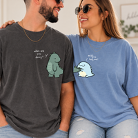 Matching Dinosaur Couple Shirts, Cute Anniversary Tees, Funny Boyfriend Girlfriend Gift, Husband Wife Matching Shirts