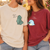 Matching Dinosaur Couple Shirts, Cute Anniversary Tees, Funny Boyfriend Girlfriend Gift, Husband Wife Matching Shirts