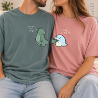 Matching Dinosaur Couple Shirts, Cute Anniversary Tees, Funny Boyfriend Girlfriend Gift, Husband Wife Matching Shirts