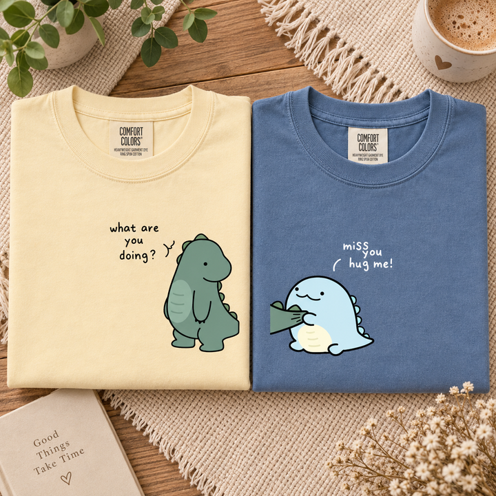 Matching Dinosaur Couple Shirts, Cute Anniversary Tees, Funny Boyfriend Girlfriend Gift, Husband Wife Matching Shirts