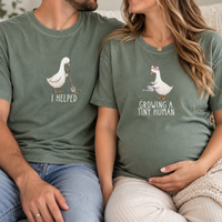 Matching Mom and Dad Pregnancy Announcement Shirts, Funny Goose Baby Reveal Tees, Expecting Parents Couple Gift