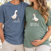 Matching Mom and Dad Pregnancy Announcement Shirts, Funny Goose Baby Reveal Tees, Expecting Parents Couple Gift